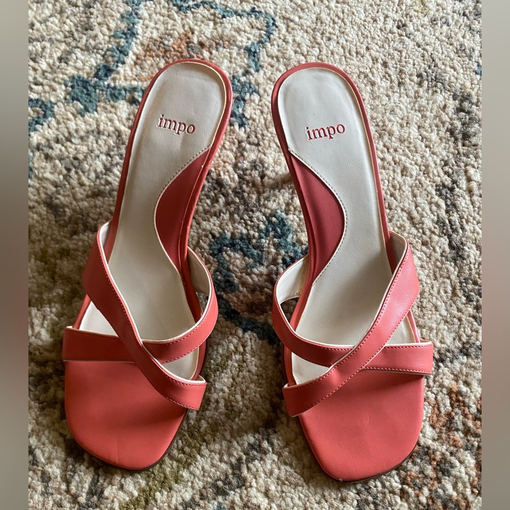 Impo Pink/corral summer/spring heeled sandal mules. Size 8.5